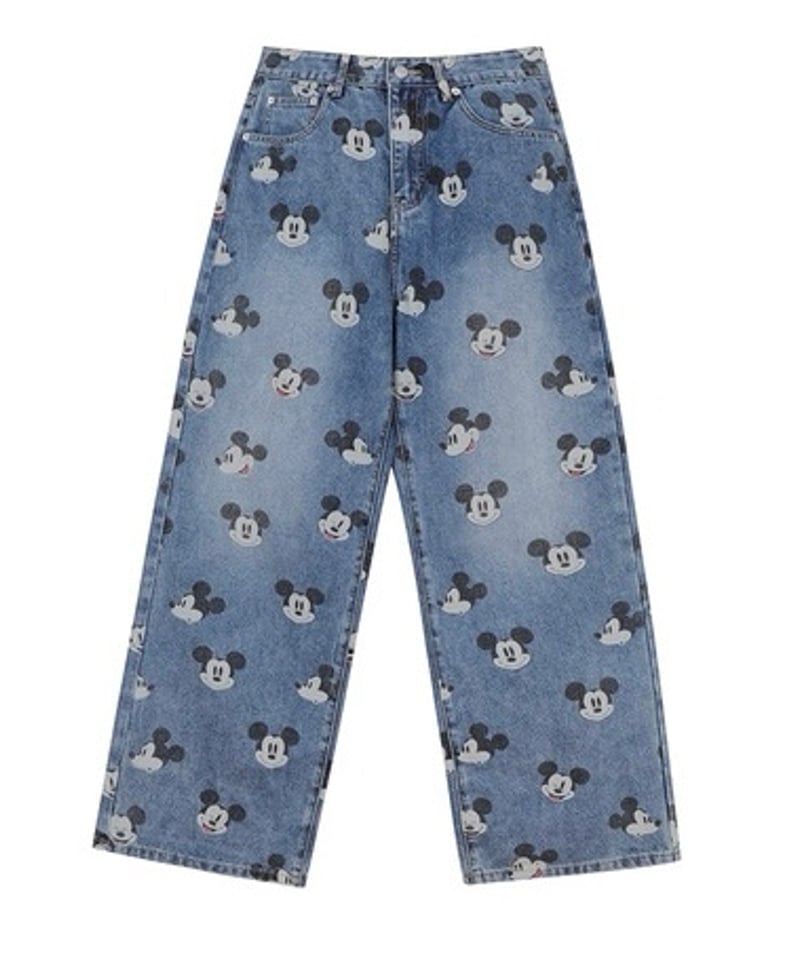 予約販売】ビンテージ加工 ミッキープリントデニムパンツ | KISHIKA