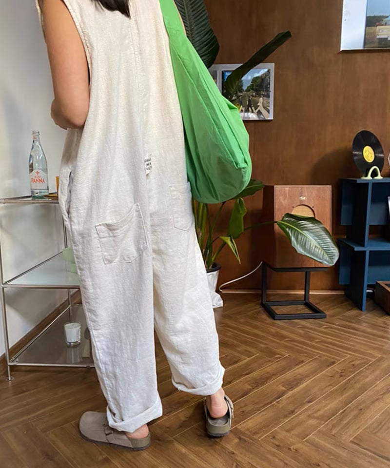 かぐれ　リネンノースリーブオールインワン かぐれ｜リネンハーフスリーブオールインワン - かぐれ(カグレ