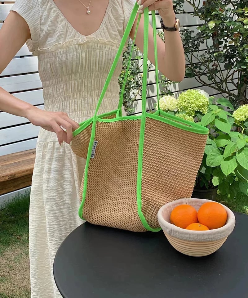 ストローバッグ 予約販売】パイピングストロートートバッグ | KISHIKA