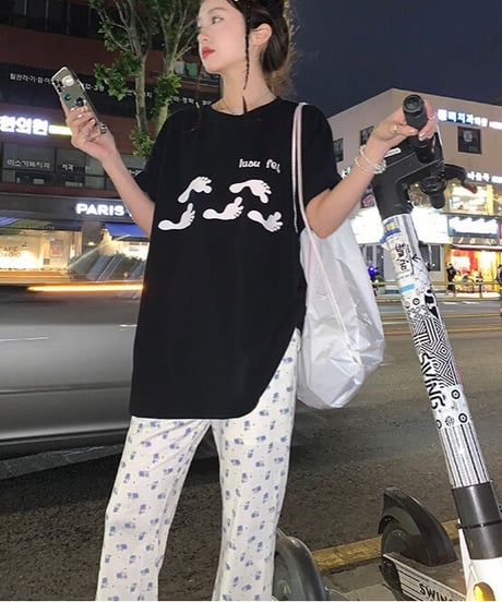 【予約販売】小花柄セミフレアパンツ