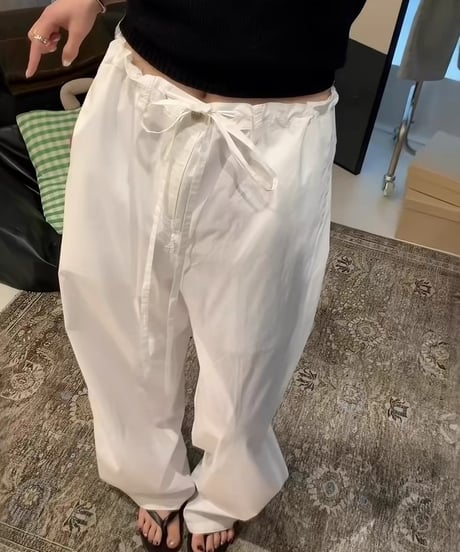 【予約販売】ドローストリング コットンワイドパンツ