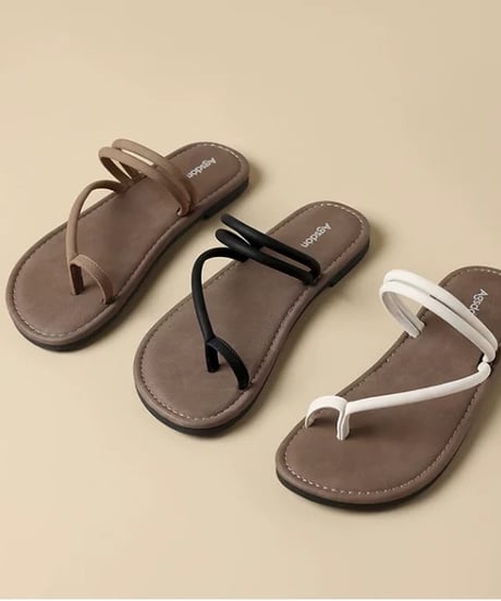 【予約販売】フレンチストラップフラットトゥサンダル#ブラック