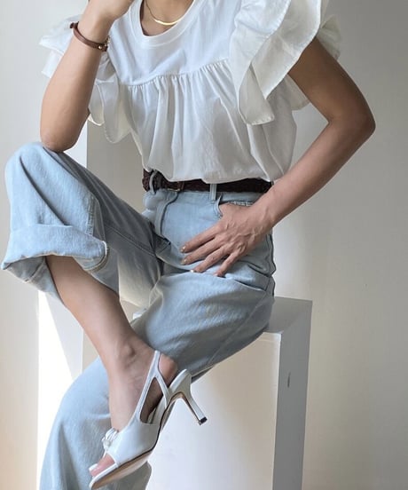 【予約販売】フリルスリーブTOPS#ホワイト