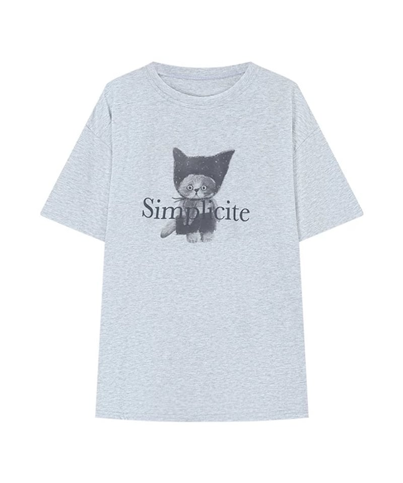 予約販売】プリントTシャツ#グレー/チェック柄スカート#ライト
