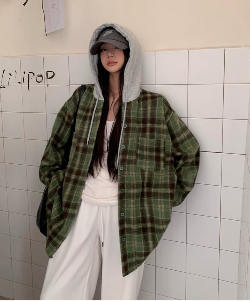 タグ付き　新品　フーデットチェック柄ジャケット チェック柄フーデッドジャケット - ライトグリーン | ZARA Japan / 日本