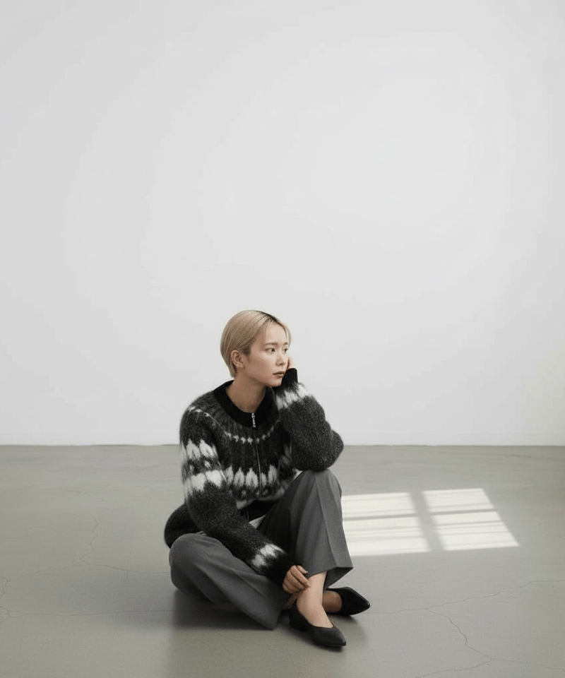 予約販売】アメリカンレトロ ジップアップモヘアニットカーディガン