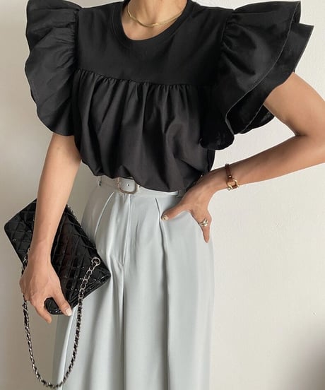 【予約販売】フリルスリーブTOPS#ホワイト