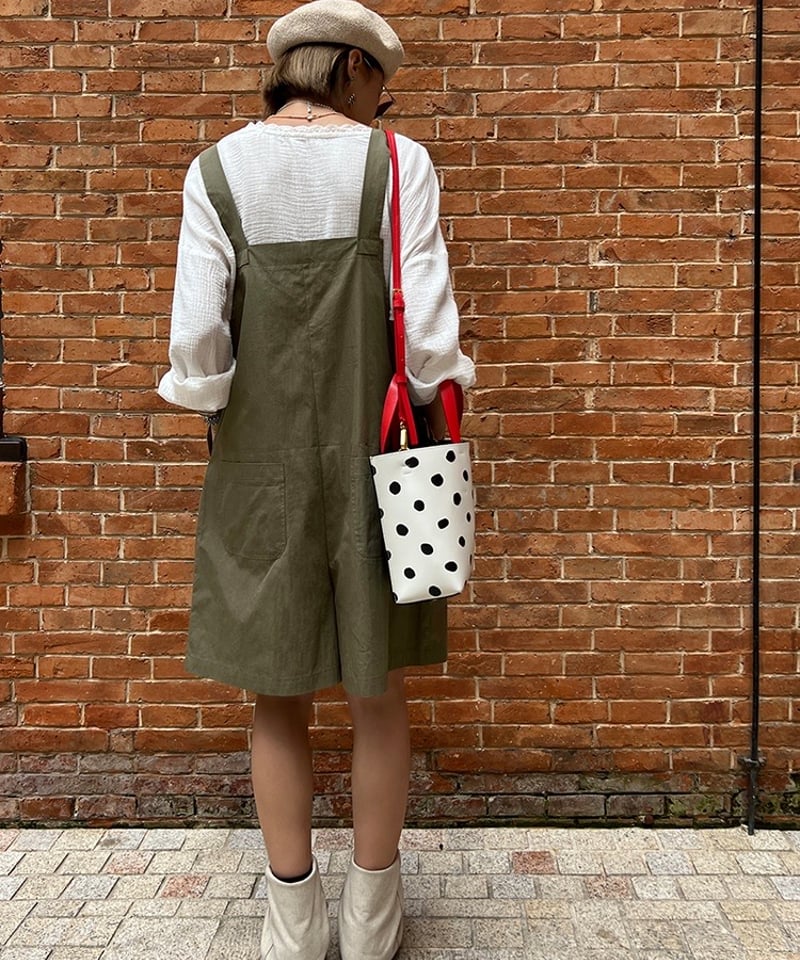 予約販売】ハーフパンツサロペット#カーキ オーバーオール | KISHIKA