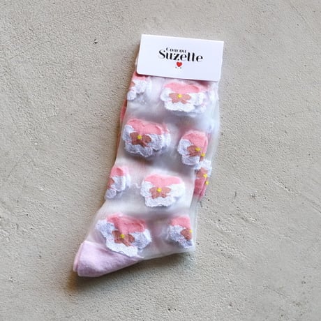 Coucou Suzette / ピンクパンジー シアー ソックス / pipansyshsocks