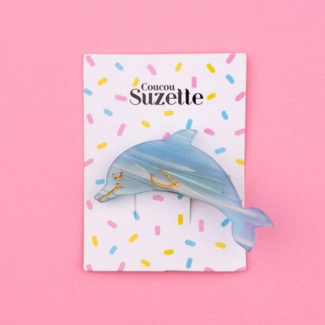 ククシュゼット 正規商品 ヘア アクセ ピン かわいい 海 夏 魚 フランス ギフト Coucou Suzette イルカ クリップ ブルー(dolphinclip)