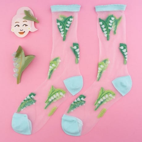 ククシュゼット 正規商品 ヘアアクセ クリップ ピン ヘアピン 花 フランス Coucou Suzette スズラン ヘア クリップ ホワイト×グリーン(lotvclip)