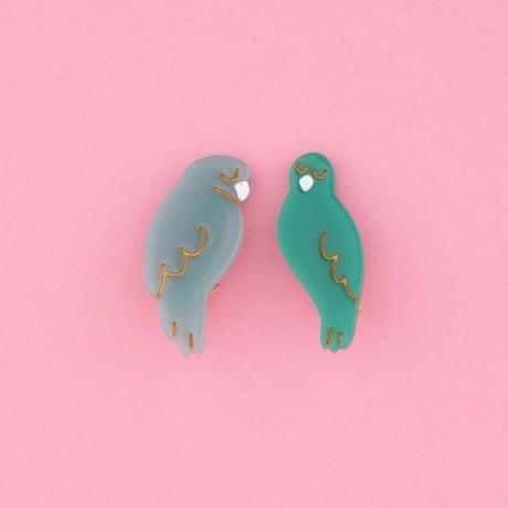 ククシュゼット 正規商品 ヘア アクセ ヘアピン 鳥 Coucou Suzette ラブバード ヘア クリップ セット ブルー×グリーン 2個セット(lovebirdsclipset)