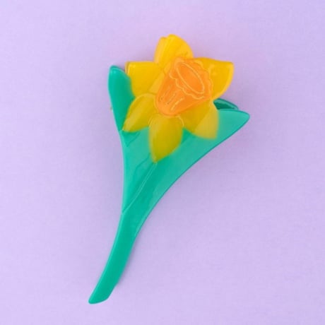 ククシュゼット 正規商品 ヘア アクセ クリップ かわいい 花 フランス ギフト Coucou Suzette 水仙 ヘア クロー イエロー (daffodilclaw)
