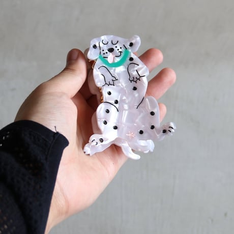 ククシュゼット 正規商品 ヘア アクセ クリップ 犬 ダルメシアン ヘア クロー ホワイト×ブラック (dalmatianclaw)