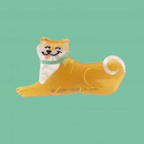 ククシュゼット 正規商品 ヘア アクセ クリップ 犬 かわいい フランス ギフト Coucou Suzette シバ ヘア クロー ライトブラウン(shibaclaw)