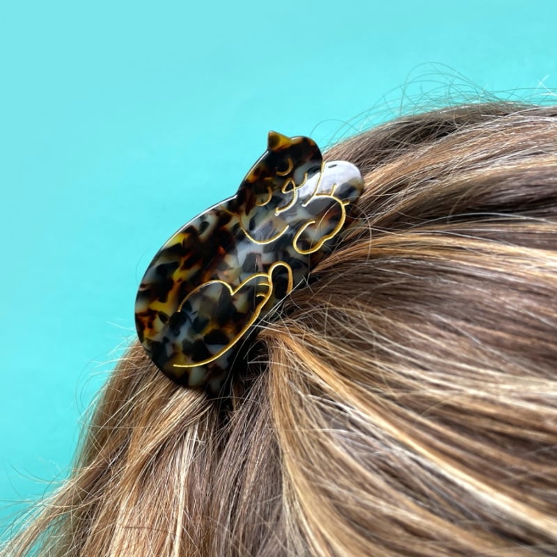 ククシュゼット 正規商品 ヘア アクセ クリップ かわいい 猫 サビ猫