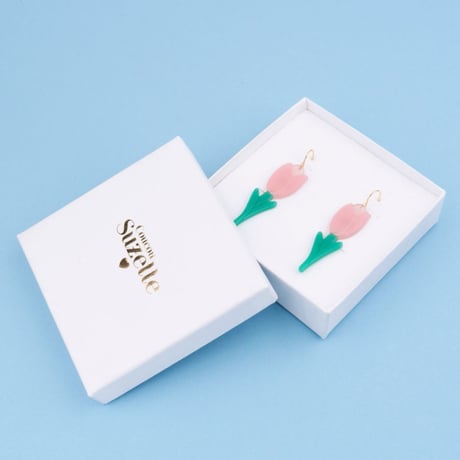 ククシュゼット 正規商品 ピアス レディース 2個売り 両耳用 花 かわいい フランス チューリップ イヤリング ピンク ( tulipear)
