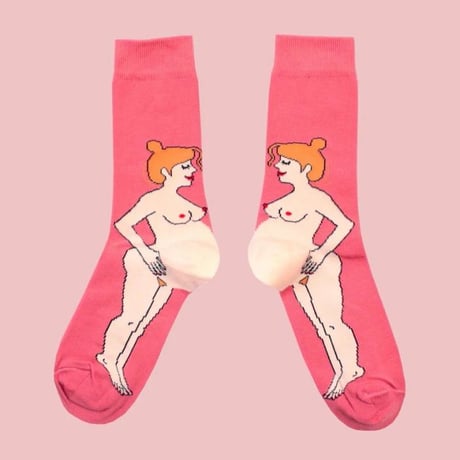 ククシュゼット 正規商品 靴下  ベビーシャワー  クルー丈 Coucou Suzette 赤髪 妊婦 ソックス Redhead Pregnant Woman Socks ピンク 0件の商品レビュー