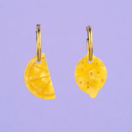 ククシュゼット 正規商品 ピアス レディース 2個売り 両耳用 フルーツ かわいい フランス レモン イヤリングイエロー ( lemonear)
