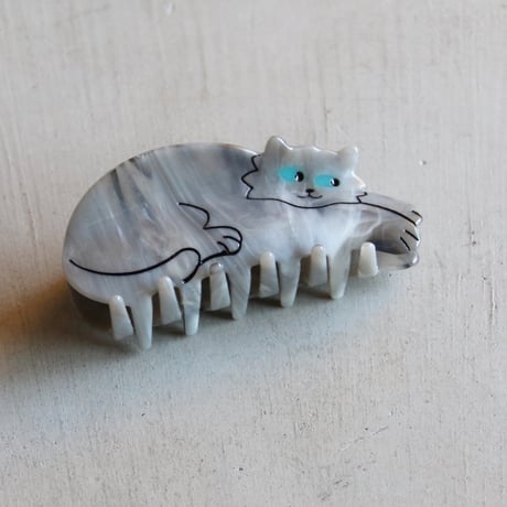 ククシュゼット 正規商品 ヘア アクセ クリップ かわいい 猫 フランス Coucou Suzette  グレー キャット ヘア クロー グレー(grcatclaw)