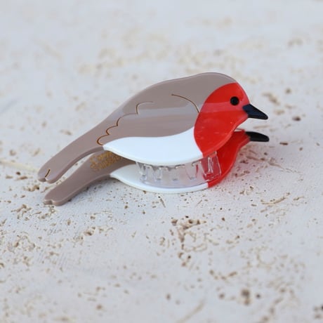 ククシュゼット 正規商品 ヘア アクセ クリップ かわいい 鳥 ウグイス フランス Coucou Suzette  コマドリ ヘア クロー レッド×ベージュ(robinclaw)