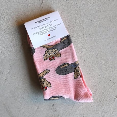 ククシュゼット 正規商品 靴下 レディース おしゃれ かわいい 犬 フランス クルー丈 Coucou Suzette ヨークシャ テリア ソックス Yorkshire Socks ピンク PInk