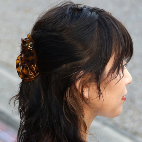 ククシュゼット 正規商品 ヘア アクセ クリップ かわいい 猫 黒猫 フランス Coucou Suzette ベンガル キャット ヘア クロー ブラウン べっ甲模様(bengalcatclaw)