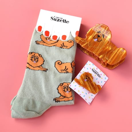 ククシュゼット 正規商品 ヘア アクセ クリップ 犬 Coucou Suzette チャウ チャウ ヘア クロー ブラウン (chowchowclaw)