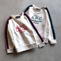 APC 子供服 スウェット アーペーセー A.P.C. キッズ ロゴ スウェット 2色展開 ホワイト×ピンク・ホワイト×グリーン (24232-1-90342) 2023春夏新作