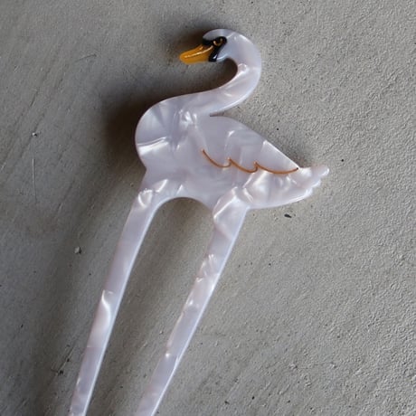 ククシュゼット 正規商品 かんざし ヘアコーム アクセ 鳥 個性的 おしゃれ Coucou Suzette 白鳥 ヘア スティック Swan Hair Stick ホワイト White