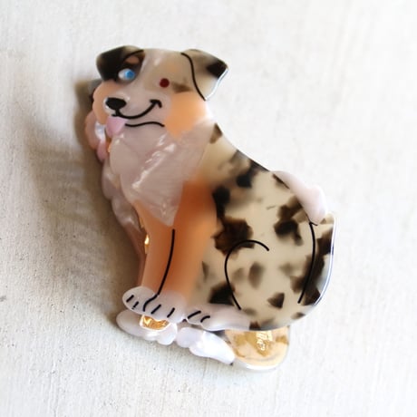 ククシュゼット 正規商品 ヘア アクセ クリップ 犬 オーストラリアン シェパード ヘア クロー ブラウン ( shepherdclaw)