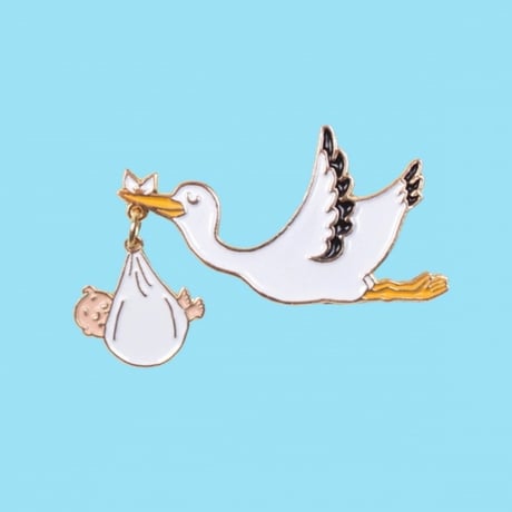 ククシュゼット 正規商品 ピンバッジ ブローチ かわいい おしゃれ フランス Coucou Suzette コウノトリ ピン Stork Pin ホワイトベイビー (whbabypin)