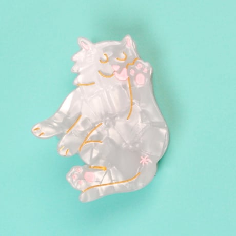 ククシュゼット 正規商品 ヘア アクセ クリップ かわいい 猫 サビ猫 フランス Coucou Suzette  ホワイト キャット ヘア クロー ホワイト(whcatclaw)
