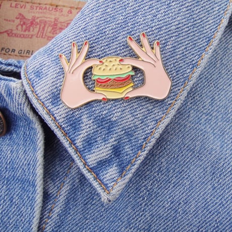 ククシュゼット 正規商品 ピンバッジ ブローチ かわいい おしゃれ フランス 個性的 Coucou Suzette バーガー ピン ホワイト (burgerpin)