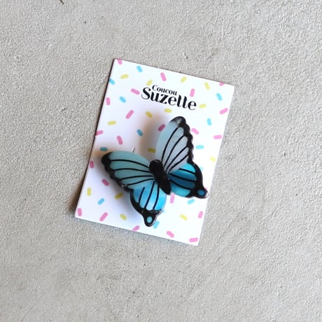 ククシュゼット 正規商品 アクセ ピン クリップ 虫 かわいい おしゃれ ギフト Coucou Suzette 青色 蝶 ヘア クリップ  ブルー (blbutterflyclip)