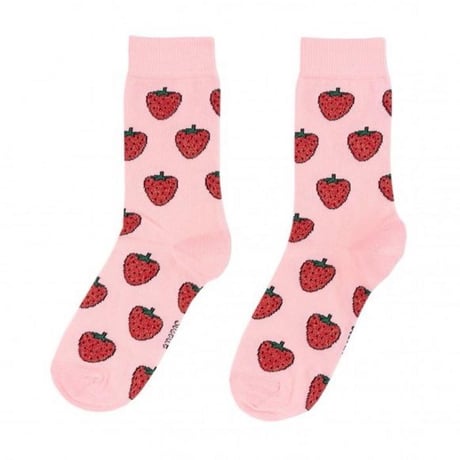 ククシュゼット 正規商品 靴下  かわいい イチゴ クルー丈 Coucou Suzette グリッター ストロベリー ソックス Glittery Strawberry Socks ピンク Pink