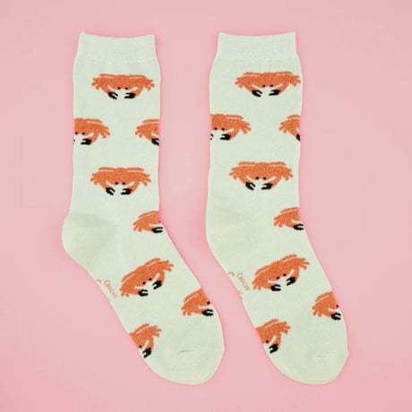 ククシュゼット 正規商品 靴下 Coucou Suzett レディース 個性的 海 フランス クルー丈 カニ ソックス Crab Socks ミント Mint