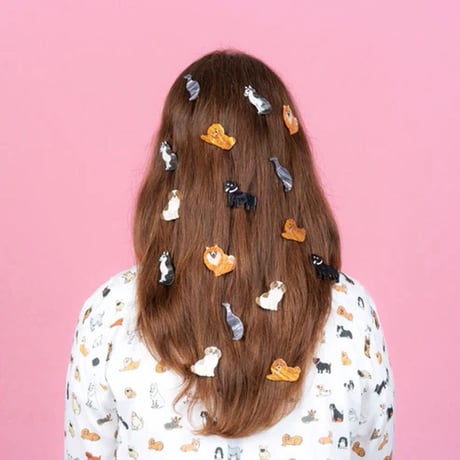 ククシュゼット 正規商品 ヘアアクセ クリップ ピン ヘアピン 犬 フランス Coucou Suzette シーズー ヘア クリップ ホワイト× ベージュ (shihtzuclip)