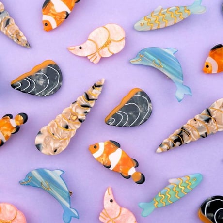 ククシュゼット 正規商品 ヘア アクセ ピン かわいい 海 夏 貝 フランス ギフト Coucou Suzette 貝殻 クリップ  ベージュ(seashellclip)