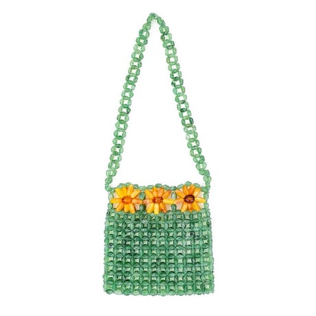 ククシュゼット 正規商品 ビーズ バッグ ショルダー かわいい 花 Coucou Suzette ヒマワリ ビーズ バッグ Sunflower Beaded Bag グリーン Green