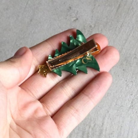 ククシュゼット 正規商品 ヘア アクセ かわいい ギフト フランス Coucou Suzette クリスマス ツリー ヘアクリップ グリーン(christmastreeclip)