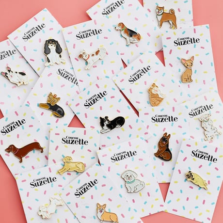 ククシュゼット 正規商品 ピンバッジ ドッグ 犬 ブローチ 可愛い おしゃれ ギフト プレゼント アクセサリー Coucou Suzette フランス Dog Pin 17種類展開(dogpin)