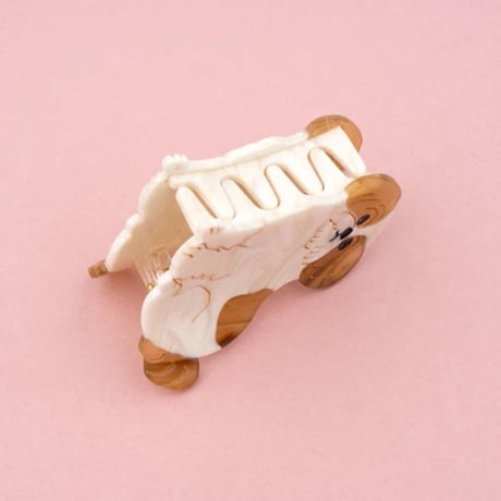 ククシュゼット 正規商品 ヘア アクセ クリップ 犬 Coucou Suzette  シーズー ヘア クロー ホワイト×ベージュ( shihtzuclaw)