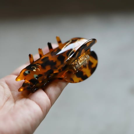 ククシュゼット 正規商品 ヘア アクセ クリップ かわいい 猫 黒猫 フランス Coucou Suzette ベンガル キャット ヘア クロー ブラウン べっ甲模様(bengalcatclaw)