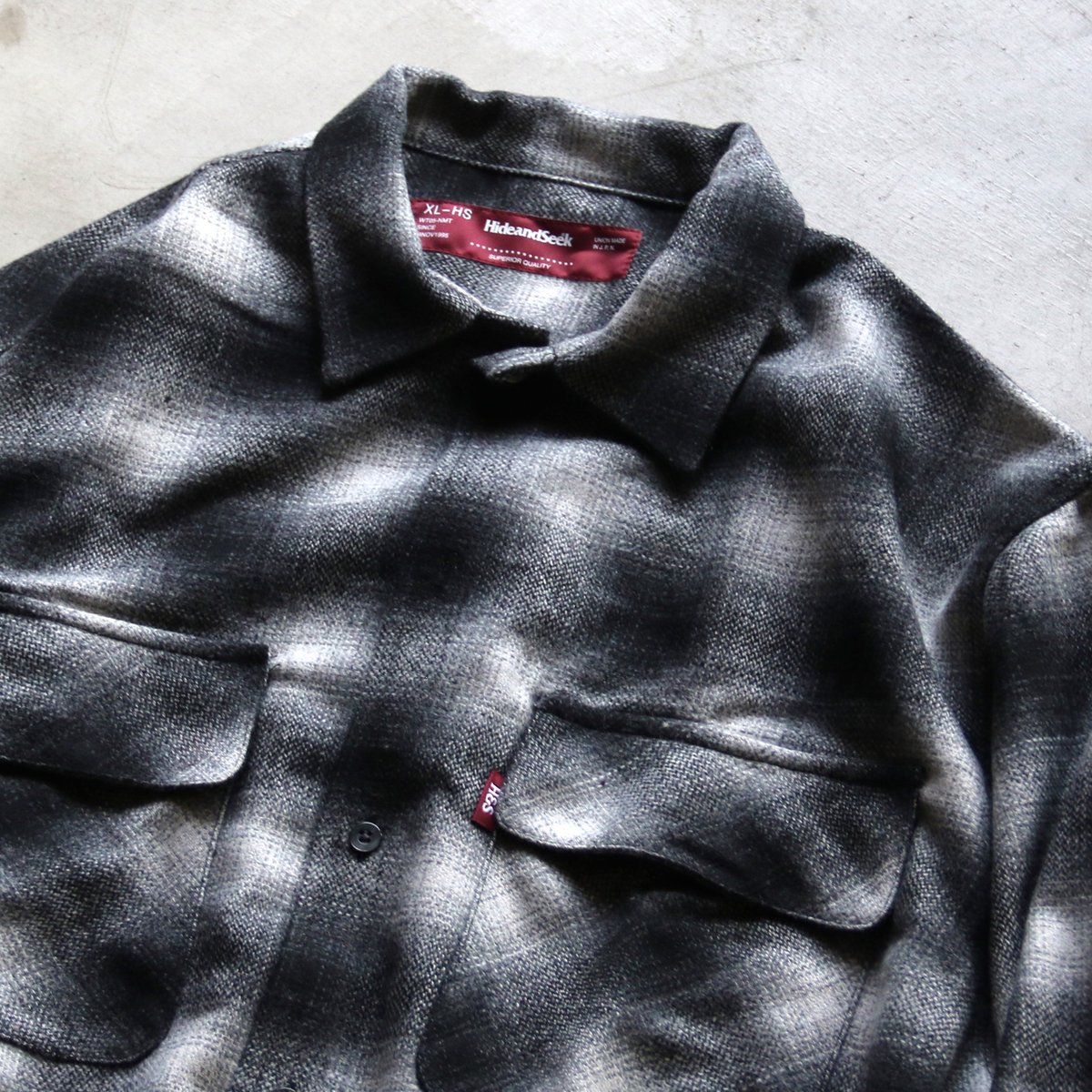 HIDEANDSEEK / Wool Ombre Check L/S Shirt / HS-1 HIDEANDSEEK / Wool Ombre Check L/S Shirt / HS-1