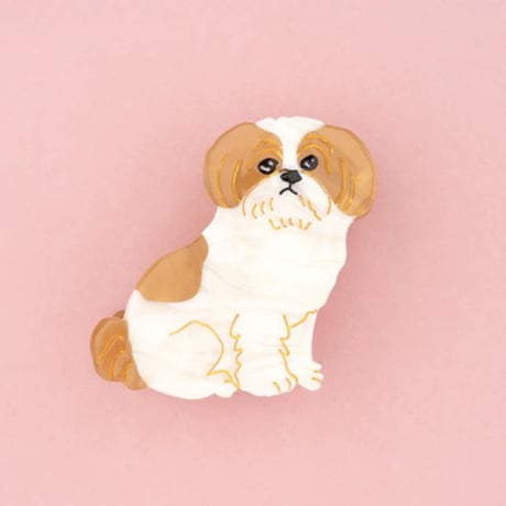 ククシュゼット 正規商品 ヘア アクセ クリップ 犬 Coucou Suzette  シーズー ヘア クロー ホワイト×ベージュ( shihtzuclaw)