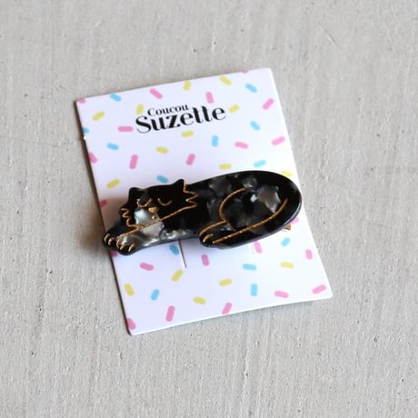 ククシュゼット 正規商品 ヘアアクセ クリップ ピン 猫 黒猫 ヘアピン フランス Coucou Suzette ブラック キャット ヘア クリップ ブラック  (bkcatclip )