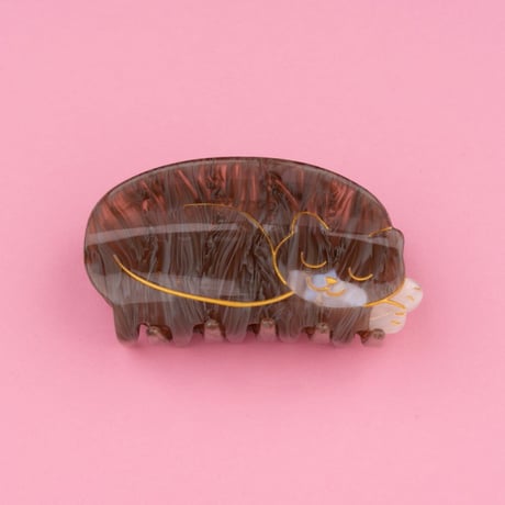ククシュゼット 正規商品 ヘア アクセ クリップ かわいい 猫 フランス Coucou Suzette スリーピング キャット ヘア クロー ブラウン(sleepingcatclaw)