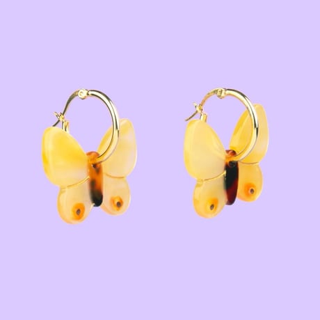 ククシュゼット 正規商品 ピアス 両耳 レディース 虫 個性的 かわいい ギフト 黄色 蝶 イヤリング イエロー ( yebutterflyear)
