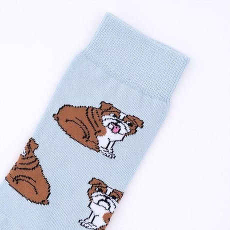 ククシュゼット 正規商品 靴下 レディース かわいい 犬 クルー丈 Coucou Suzette イングリッシュ ブルドッグ ソックス スカイブルー(enbulldogsocks)